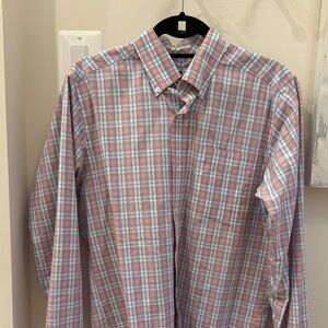Onward Reserve Men's Plaid Button-Down Shirt - Pink and Blue